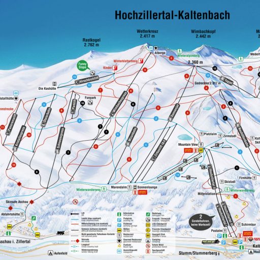 Skigebiet Kaltenbach-Hochfügen Zillertal Pistenplan